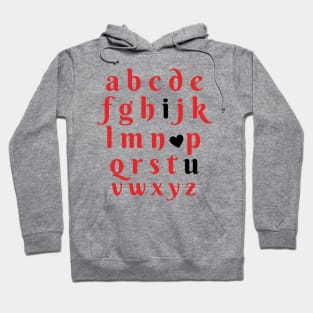 I Love You Alphabet Letters Valentines Day Hoodie